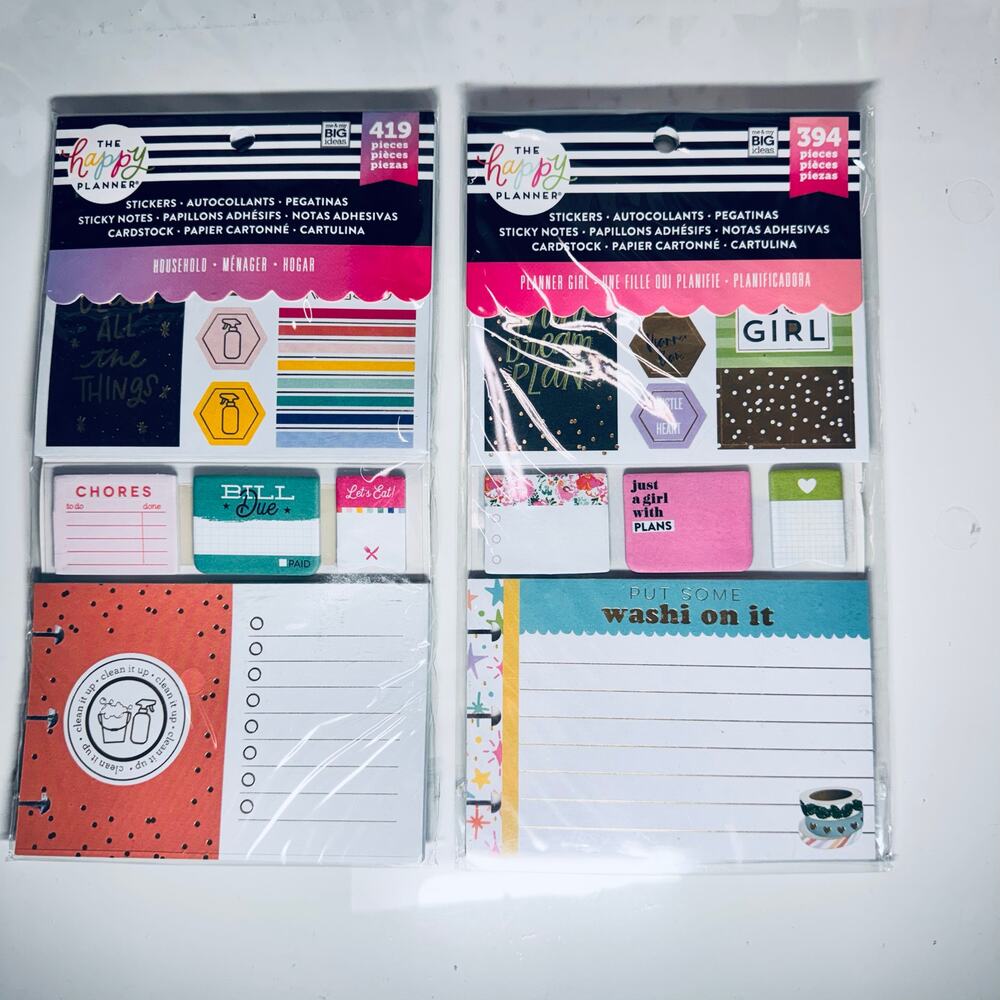 2 Happy Planner Multi Accessory Packs Household & Planner Girl Bundle NEW